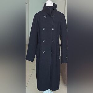 Guess Navy Wool Blend Coat